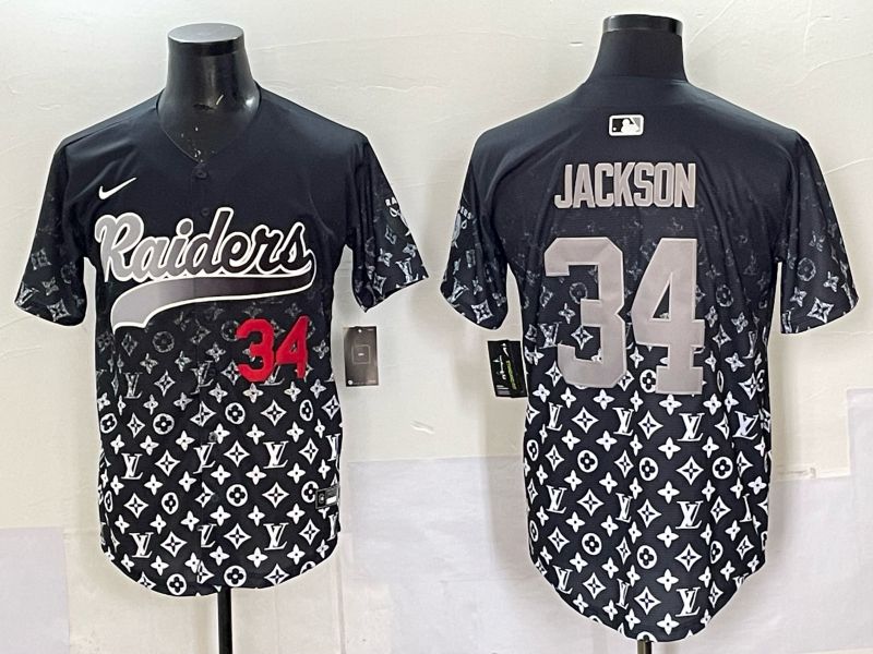 Men 2025 Oakland Raiders #34 Jackson black Nike Limited NFL Jersey style 033